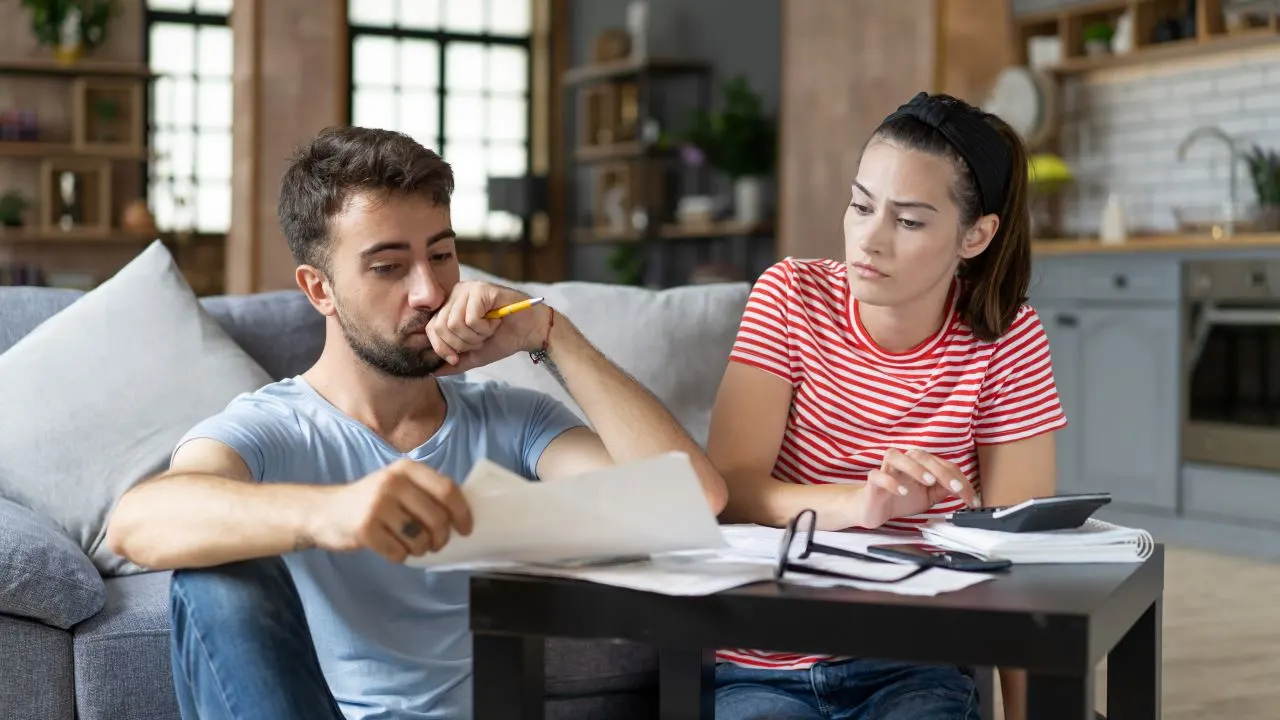 Couple talking about finances